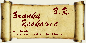 Branka Resković vizit kartica